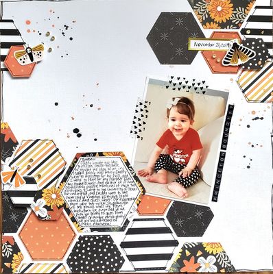 June 16 2023 Challenge
Hexagons and gold (label, foam dots, wings of butterflies)
