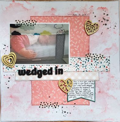 June 23 2023 Challenge
Inspired by the quote! My daughter's hand was always wedged between the mattress and netting of her pack n' play, and this small little thing brought me so much joy (and still does). The quote was great motivation to scrapbook this little memory!
